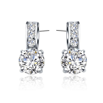 Luckacco 925 Sterling Silver Color Bridal Jewelry Set Classic Cubic Zircon Crystal Pendant  Necklace Stud Earrings for Women Girls Gift