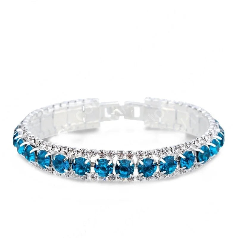 luckacco new arrival  925 sterling silver silve women classic jewelry holiday gift  clear red cubic zircon bracelet& bangle