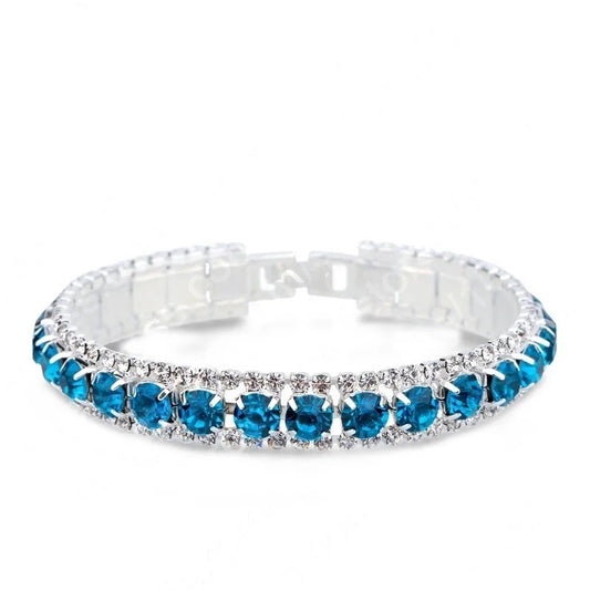 Luckacco New Arrival  925 Sterling Silver Silve Women Classic Jewelry Holiday Gift  Clear Red Cubic Zircon Bracelet& Bangle
