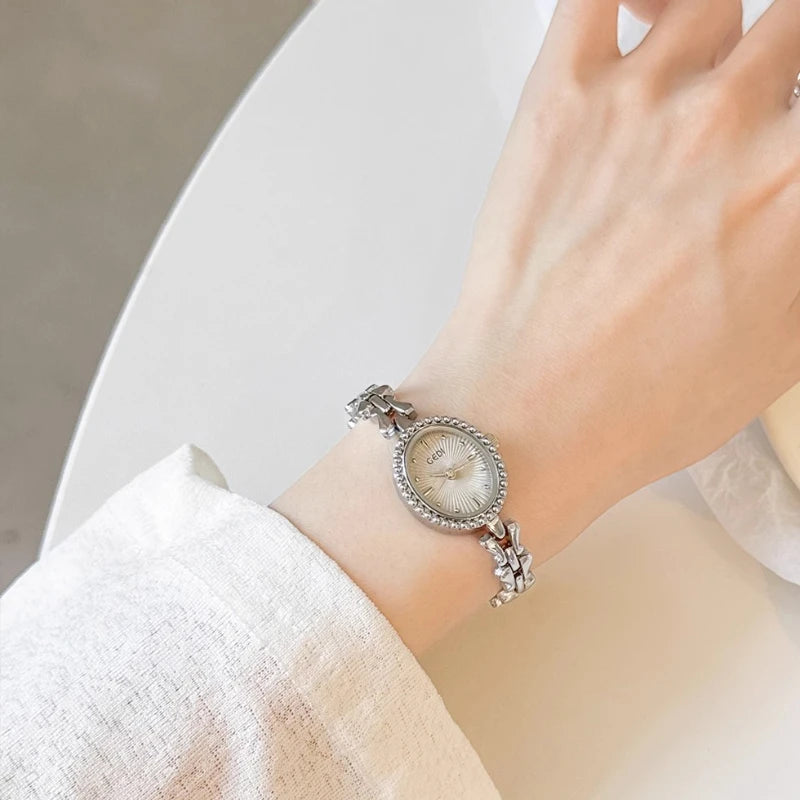 luckacco elegant ladies quartz watch gold bracelet small wrist clock stylish waterproof high quality watches for women
