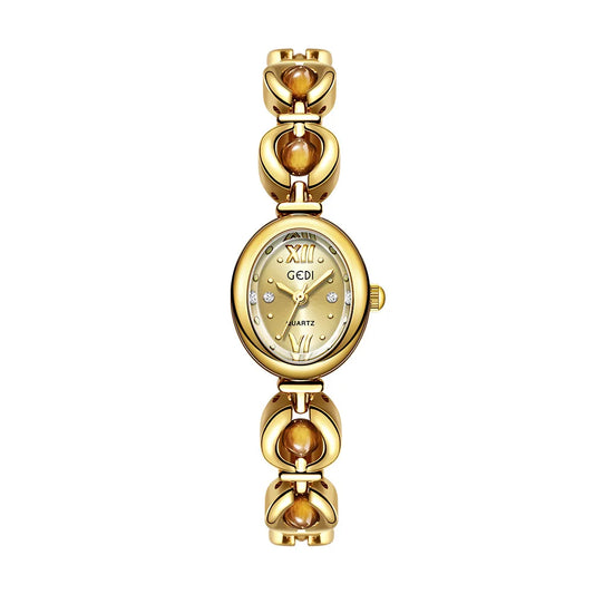 Luckacco Ladies Watch Light Luxury Brand National Style Zulu Green Bracelet Advanced Bead Waterproof Women Fashion Quartz Wristwatches