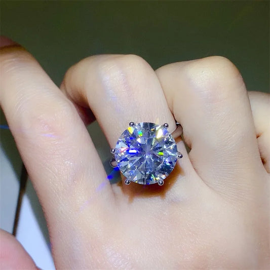 Luckacco Certificate 5/10Ct D Color Moissanite Diamond Ring 925 Sterling Silver Party Wedding Band Rings for Women Engagement Jewelry