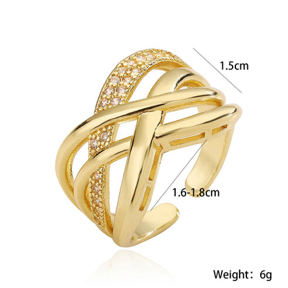 Luckacco 31styles Luxury AAA Cubic Zirconia Inlay Copper Wedding Jewelry Gold Color Statement Geometric Rings For Elegant Women