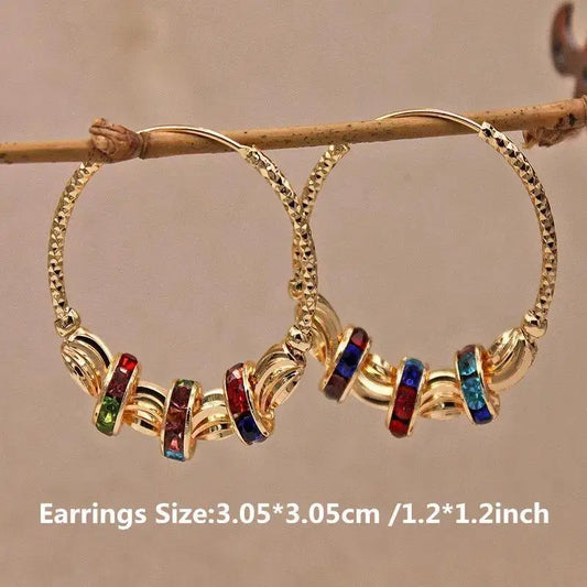 Luckacco Retro Metal Crescent Earrings Bohemian Water Drop Tassel Earrings
