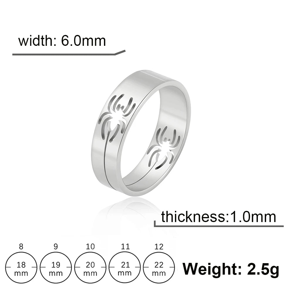 luckacco skyrim stainless steel spider ring for men women 6mm wide finger rings 2025 hip hop punk jewelry birthday gift for lover friend