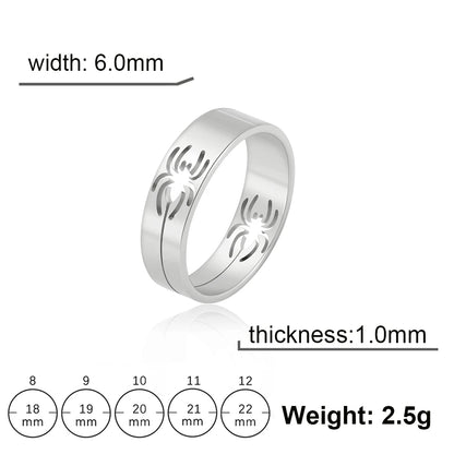 Luckacco Skyrim Stainless Steel Spider Ring for Men Women 6MM Wide Finger Rings 2025 Hip Hop Punk Jewelry Birthday Gift for Lover Friend