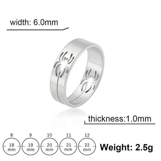 Luckacco Skyrim Stainless Steel Spider Ring for Men Women 6MM Wide Finger Rings 2025 Hip Hop Punk Jewelry Birthday Gift for Lover Friend