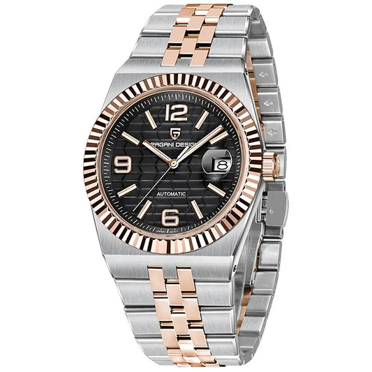Luckacco New 40mm Mechanical Watch PAGANI DESIGN Men Watches Stainless Steel 100M Waterproof Wristwatch Sapphire Glass Clock Reloj Hombre