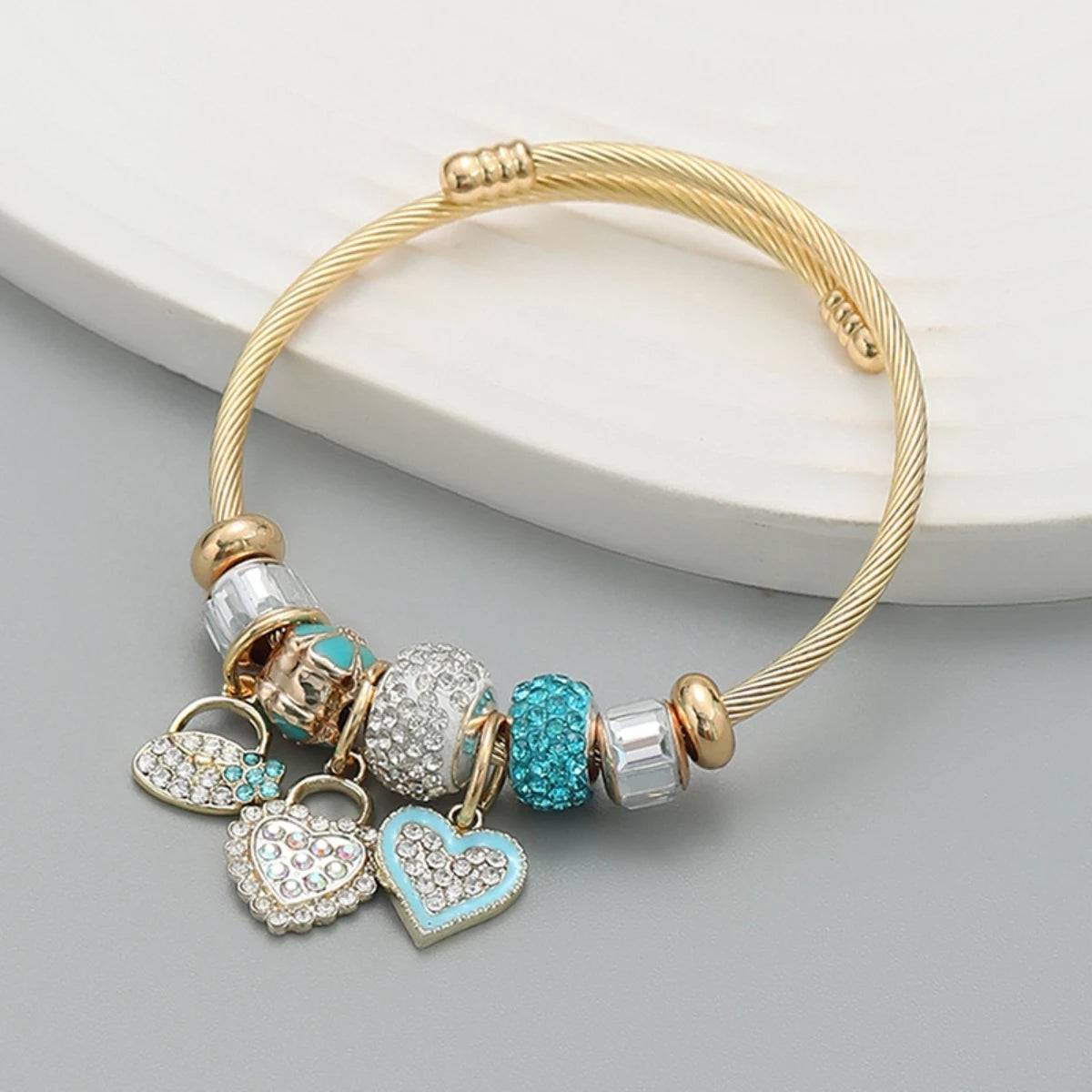 luckacco fashion multi element stainless steel circle panjiadora beaded love bracelet suitable for women's dating, daily holiday gifts