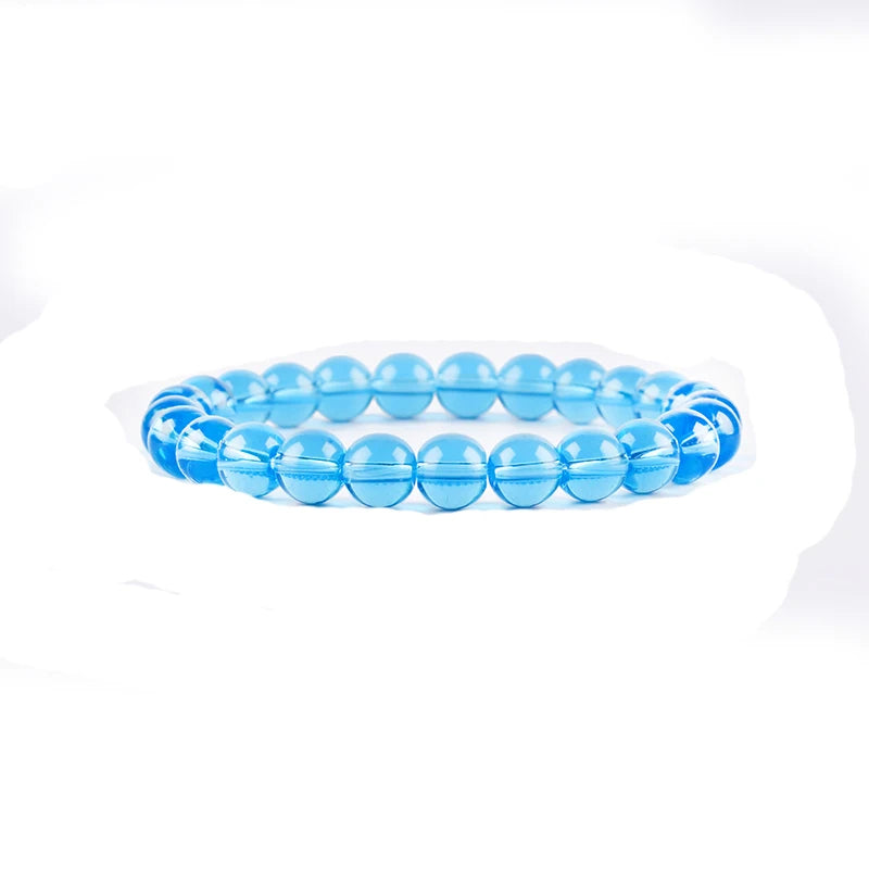 luckacco natural rock crystal bead bracelet women fashion reiki white clear quartz round stone strand bangles summer jewelry gift for kid