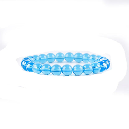 Luckacco Natural Rock Crystal Bead Bracelet Women Fashion Reiki White Clear Quartz Round Stone Strand Bangles Summer Jewelry Gift for Kid