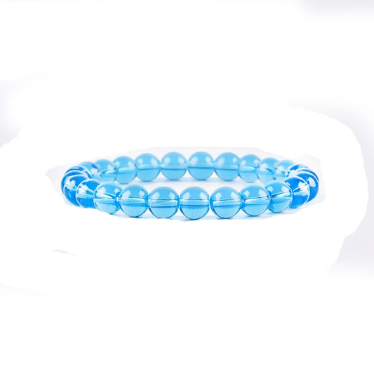 Luckacco Natural Rock Crystal Bead Bracelet Women Fashion Reiki White Clear Quartz Round Stone Strand Bangles Summer Jewelry Gift for Kid