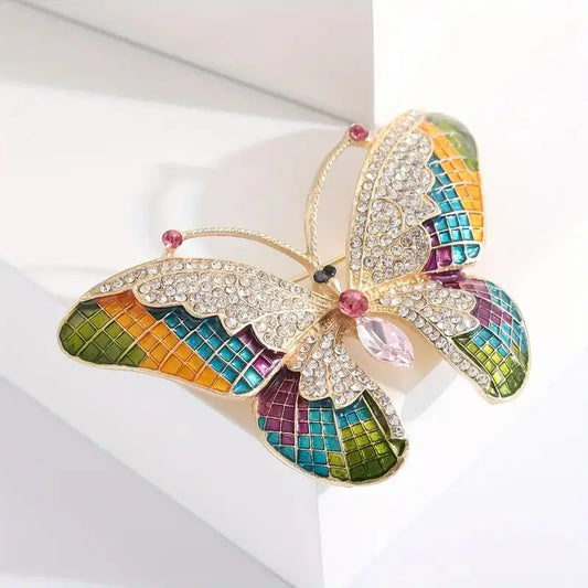 Luckacco Trendy Multicolour Alloy Butterfly Brooches For Women Metal Crystal Insect Brooch Party Birthday Winter Jewelry