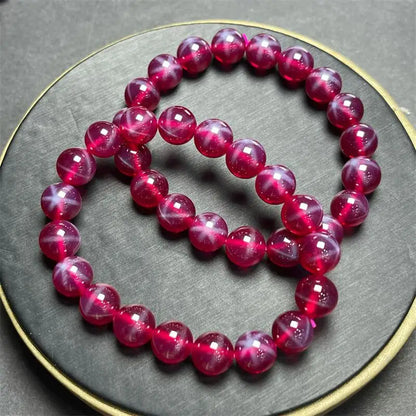 Luckacco Natural Starligh Ruby Gemstone Bracelet Handmade Crystal Jewelry Stretch Children Birthday Gift 1PCS 6/8/10MM