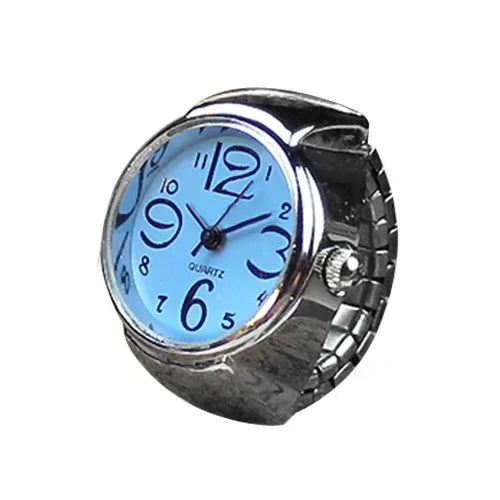 Luckacco Couple Finger Watch Ring Vintage Punk Elastic Alloy Band Men Women Jewelry Clock Roman Numerals Dial 28Style Mini Quartz Watches