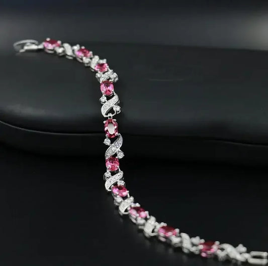 Luckacco Exquisite Shiny Tennis Ball Shape Crystal Zircon Bracelet for Women Fashion Evening Party Jewelry Girls Gift