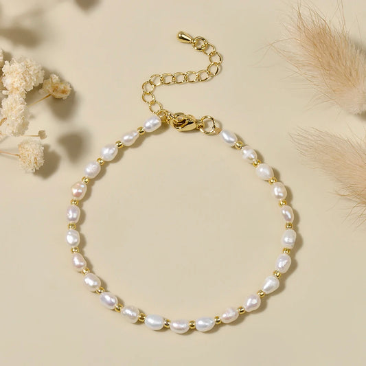 Luckacco 4-4.5mm Freshwater Pearl and Seed Beads Bracelet  Handmade Bracelet For Women Girl Jewelry