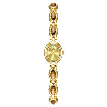 Luckacco Luxury Women's Quartz Watch Ladies Waterproof Retro Natural Jade Stones Chain Fashion Elegant Watches Gift For Girl