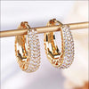 Luckacco daily picks Hollow Gold Color Hoop Earrings for Women Paved Dazzling CZ Stone Luxury Trendy Female Circle Earrings Statement Jewelry