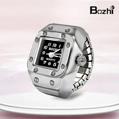 Luckacco Vintage Punk Quartz Finger Watch Ring for Women Men Couple Rings Digital Watches Elastic Stretchy Finger Band Ring Jewelry Clock