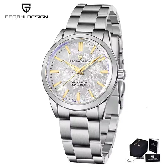Luckacco PAGANI DESIGN 40MM Meteorite dial Men Quartz Watches Luxury Business Sapphire 316L Stainless Steel 100M Waterproof Watch For Men