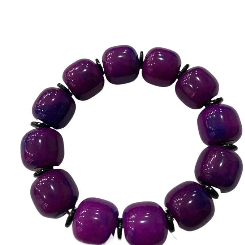 luckacco natural old material bracelet, purple apple bead bracelet, men's and women's round beads atmospheric jewelry gift