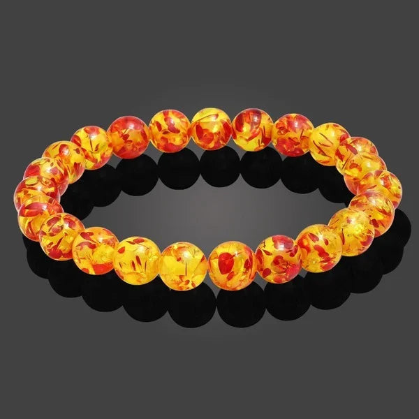 luckacco 8mm yellow amber beads bracelet natural stone bracelet for men women citrines jades strand beads bangles meditation jewelry gift