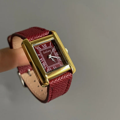 Luckacco Luxury Square Small Watch Retro Womens Girls Quartz Watches Tiny Female Watch for Women Dresses Lady Fashion Gift for Girlfriend
