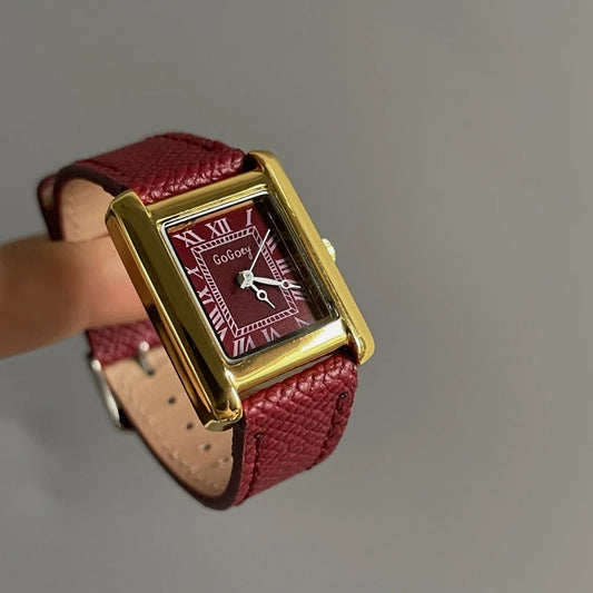 Luckacco Luxury Square Small Watch Retro Womens Girls Quartz Watches Tiny Female Watch for Women Dresses Lady Fashion Gift for Girlfriend