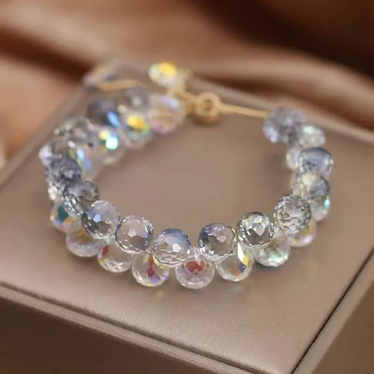 Luckacco Fashion Brilliant Purple Crystal Bracelet for Women Girls Children Exquisite Zircon Handmade Beads Charm Bracelets Jewelry Gift