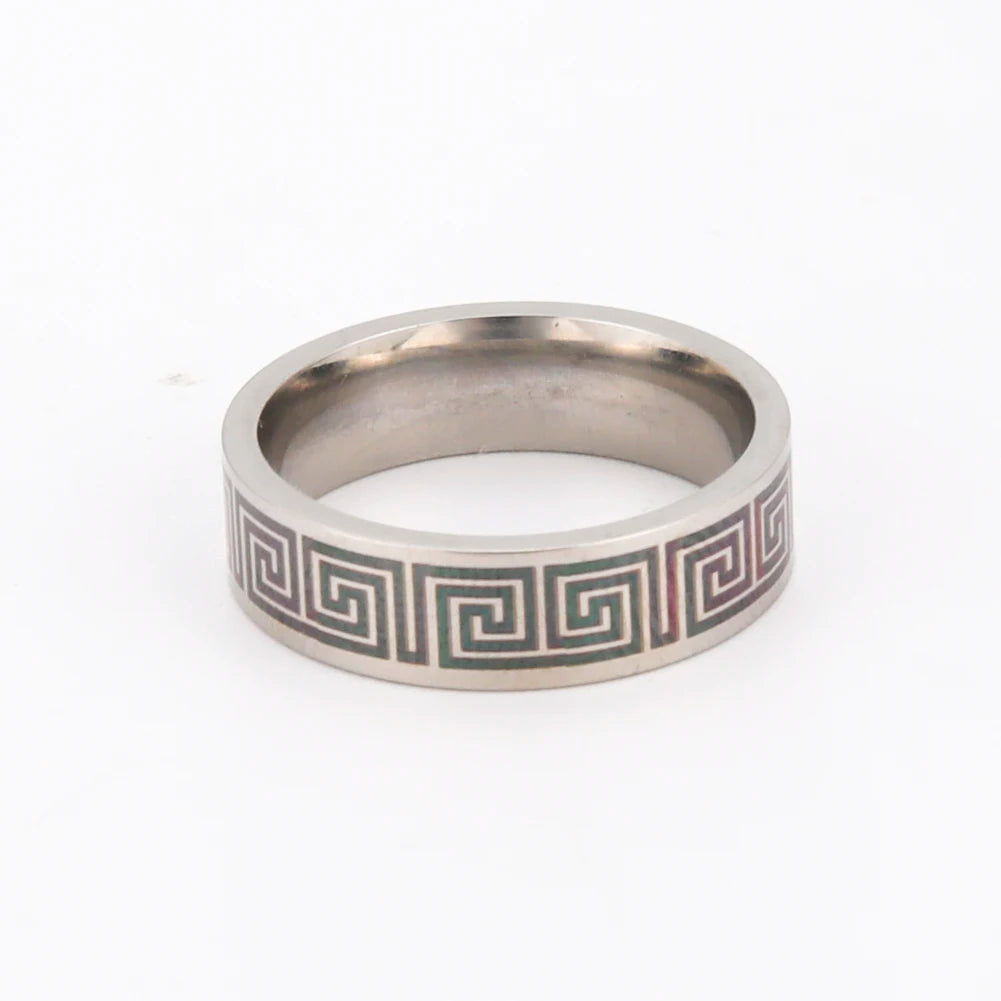 luckacco kkjoy stainless steel anneaux geometric pattern rings for women men jewelry wide anillos birthday party textured travel gifts