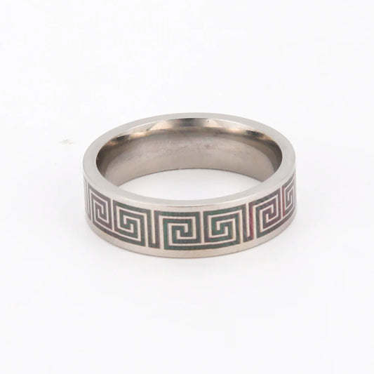 Luckacco Kkjoy Stainless Steel Anneaux Geometric pattern Rings for Women Men jewelry Wide Anillos Birthday Party Textured Travel gifts