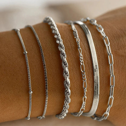 Luckacco 4PCS/Set Fashionable Snake Imitation Gemstone Bangle Rhinestone Full Metal Bracelet Set for Women's Jewelry Birthday Party Gifts