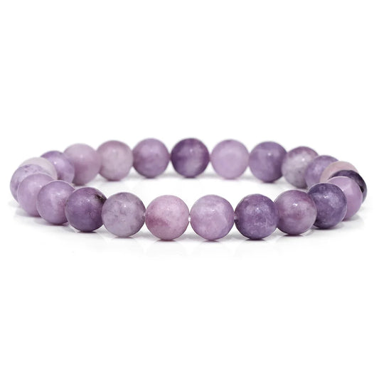 Luckacco Fashion Natural Stone Pink Angelite Beads Bracelet 8mm Sunstone Beaded Energy Yoga Bracelet Jewelry for Women Handmade Gifts