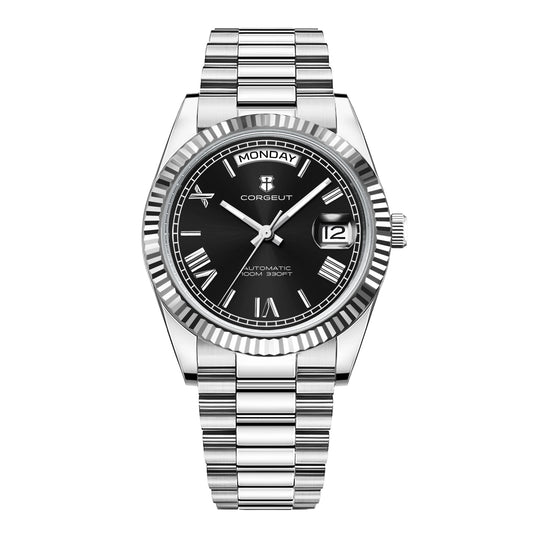 Luckacco CORGEUT New Color 36/39mm Dial Man watch Week Date Calendar Type Watch Sapphire Luxury Mechanical Steel Clock waterproof