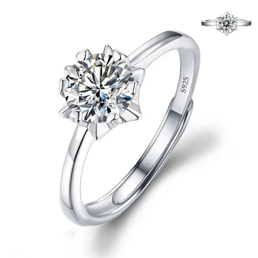Luckacco Never Fade Luxury Classic 18K White Gold Color Ring Solitaire 2 Carat Zirconia Diamant Wedding Band Women Jewelry Accessories