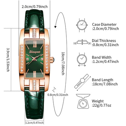 Luckacco 2PCS/Set Women's Watches Fashion Rectangle Leather Band Quartz Watch（Without Box）