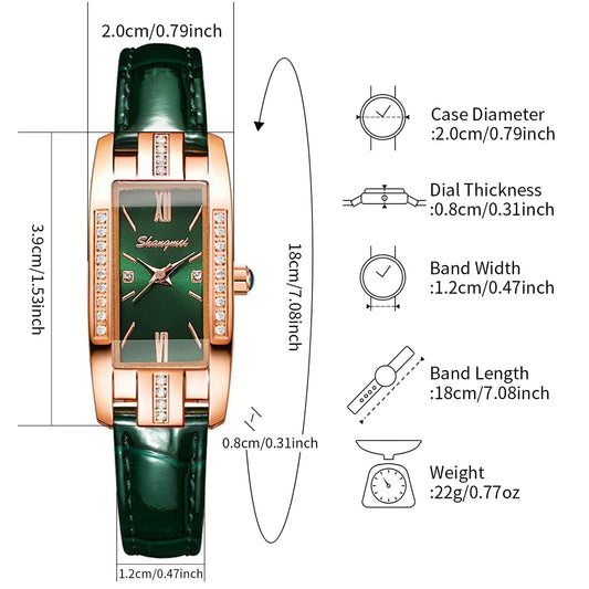 Luckacco 2PCS/Set Women's Watches Fashion Rectangle Leather Band Quartz Watch（Without Box）