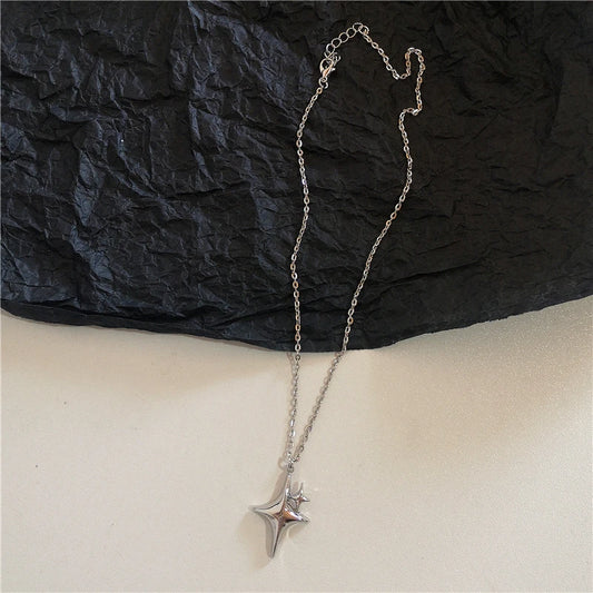 Luckacco Gothic Vintage Y2K Red Glass Heart Star Cross Pendant Pearl Bead Necklace For Women Men Aesthetic 90s Grunge Accessories Jewelry