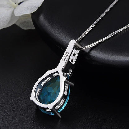 Luckacco New 2021 Pure Natural Blue Topaz Pendant S925 Carat Necklace Colgantes Wedding Pendant for women dropshipping