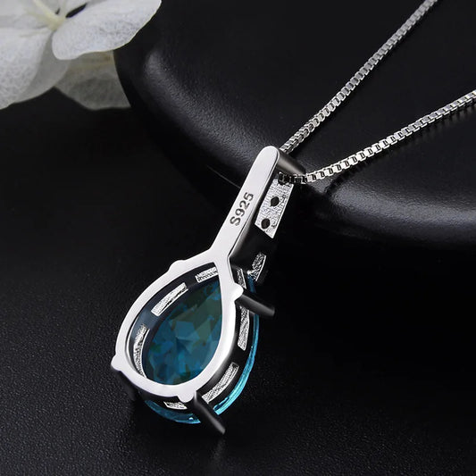 Luckacco New 2021 Pure Natural Blue Topaz Pendant S925 Carat Necklace Colgantes Wedding Pendant for women dropshipping
