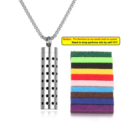 Luckacco Long Strip Stainless Steel Aromatherapy Necklace Perfume Diffuser Essential Oil Diffuser Pendant Necklace Jewelry Accessories