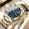Luckacco CAREKISO Military Business Men Clock Date Week Waterproof Luminous Quartz Man Wristwatch Stainless Steel Men's Watches Reloj+Box