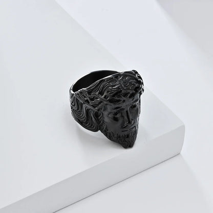 Luckacco Vintage Exorcism Saint Benedict Cspb Cross Ring Men Punk Amulet Christianity Rings Stainless Steel Jewelry Gift