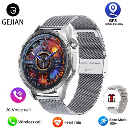 Luckacco 2025 New Mens Smart Watch 360 * 360 Bluetooth Call Smartwatch AMOLED Screen GPS Smart Watches NFC Waterproof Smart Watch for Men