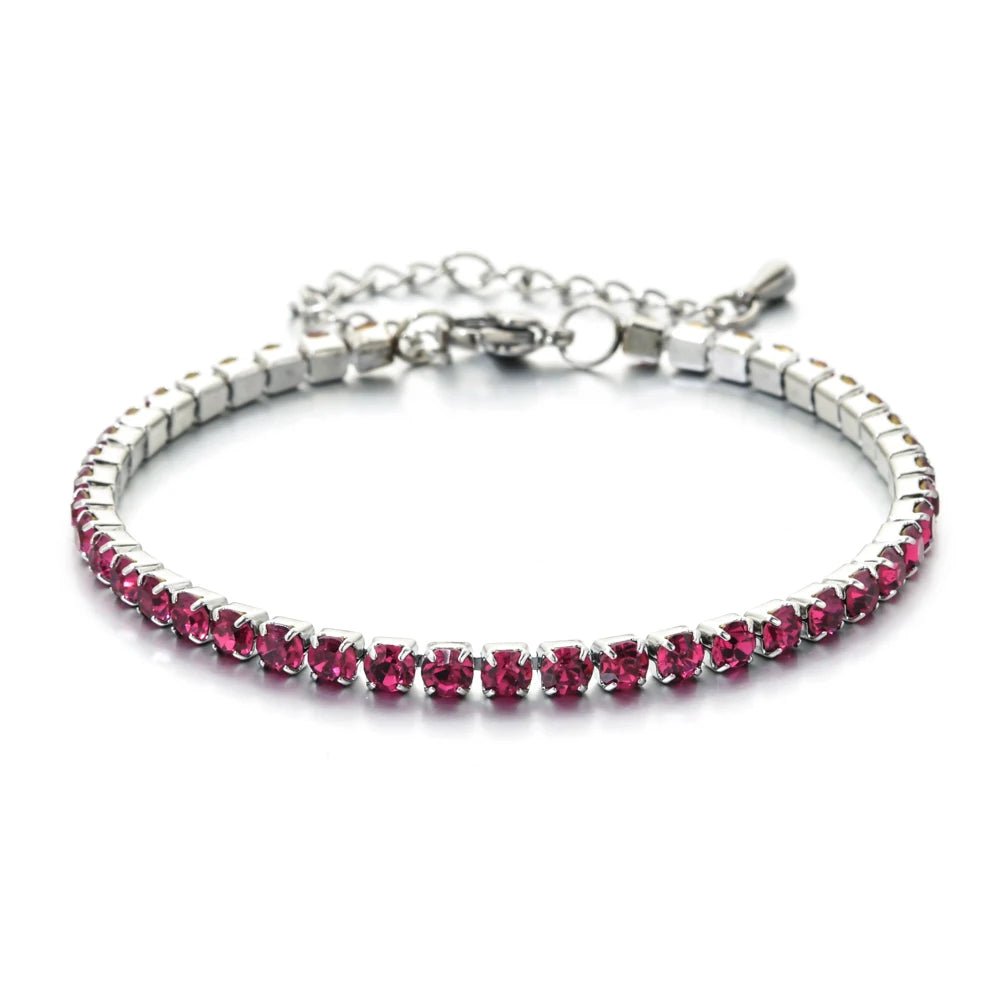 luckacco shop's pick 3mm micro pave zircon tennis bracelet for women new men bracelet homme stainless steel jewelry accessories