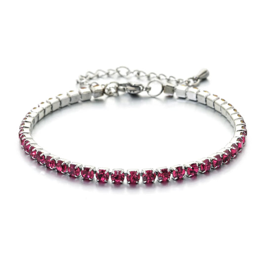 Luckacco shop's pick 3mm Micro Pave Zircon Tennis Bracelet for Women New Men Bracelet Homme Stainless Steel Jewelry Accessories
