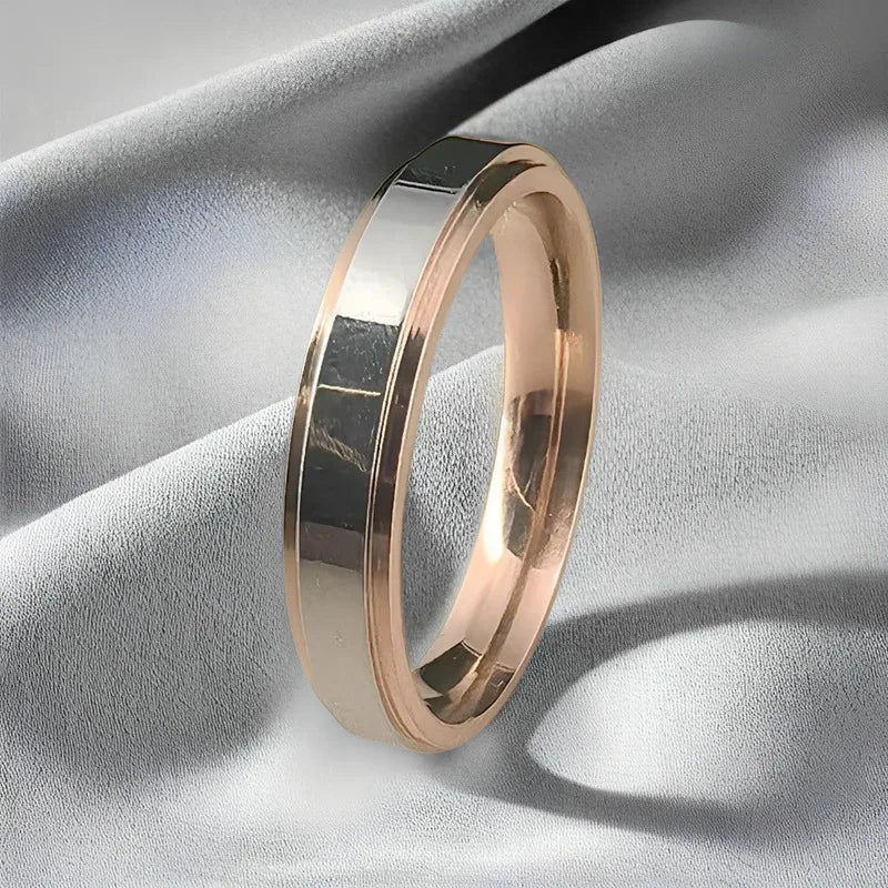luckacco 6mm fashion polished rose gold titamium steel rings high quality simple women wedding band jewelry party accessories for gift