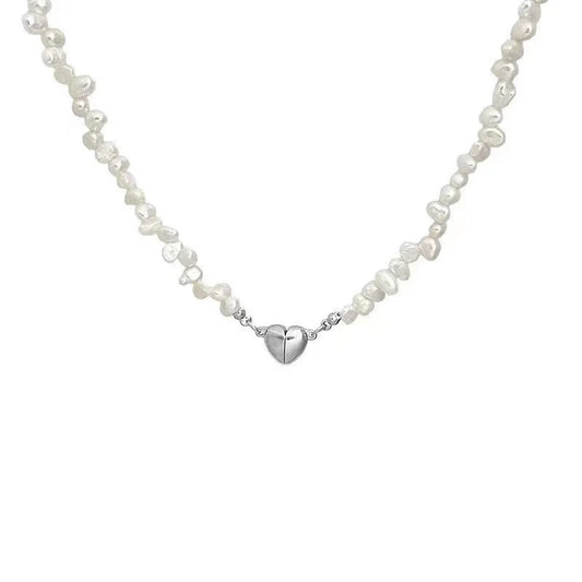 Luckacco Korean Fashion Pearl Chain Choker Necklace for Women Girls 2022 Trend Jewelry Heart Pendant Necklace Bridal Engagement