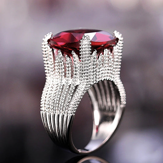 Luckacco daily picks Hyperbole Red Cubic Zirconia Women Rings for Party New 2023 Gorgeous Lady's Accessories Anniversary Gift Fashion Jewelry